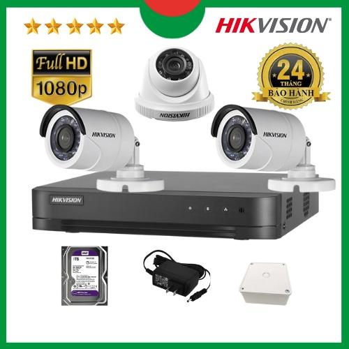 Trọn bộ Camera quan sát Hikvision 1/2/3/4 mắt 2MP, Kèm ổ cứng HDD 1TB. Hàng chính hãng