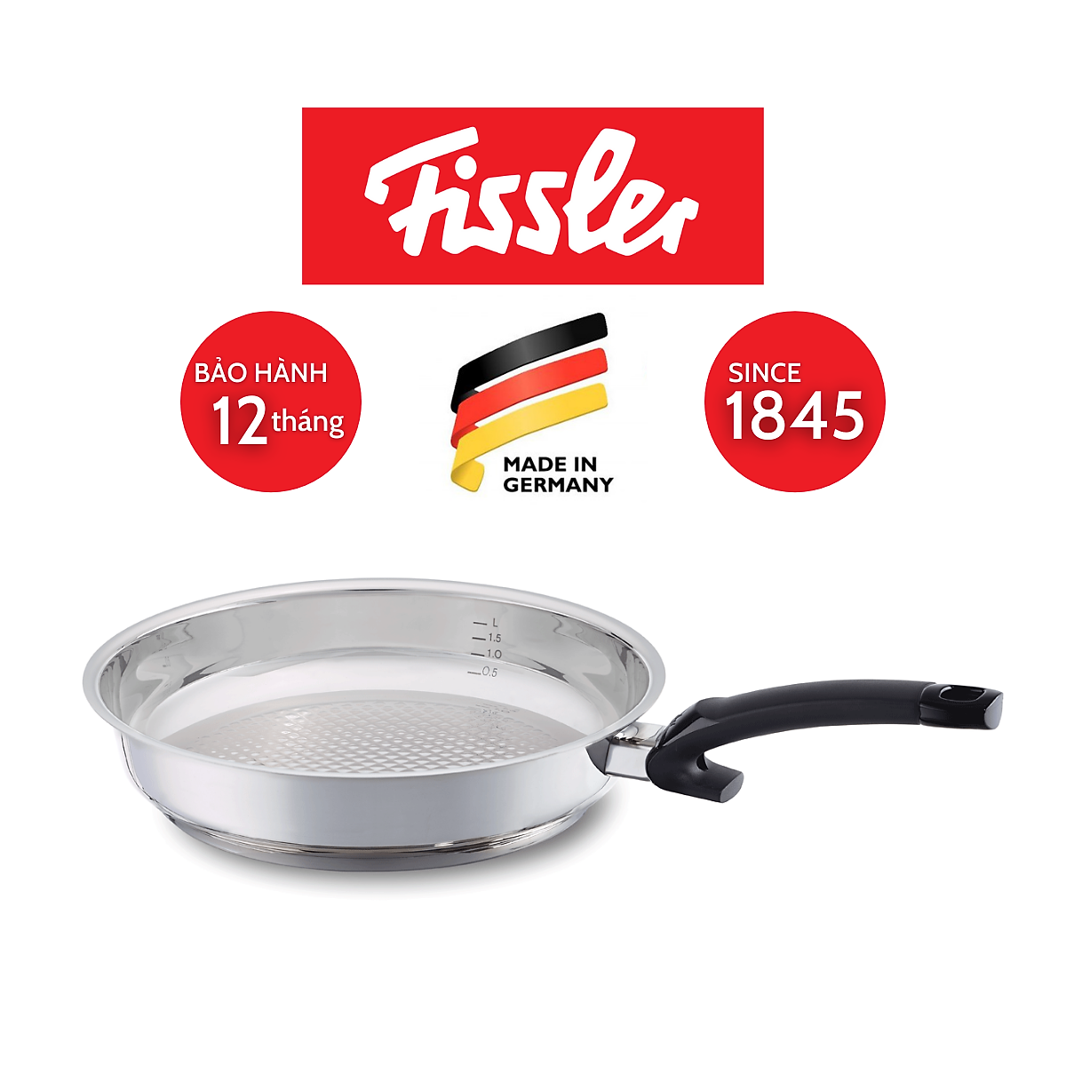 Chảo Inox Fissler Crispy Steelux Comfort, Dùng Cho Mọi Loại Bếp, Made In Germany, Hàng Chính Hãng