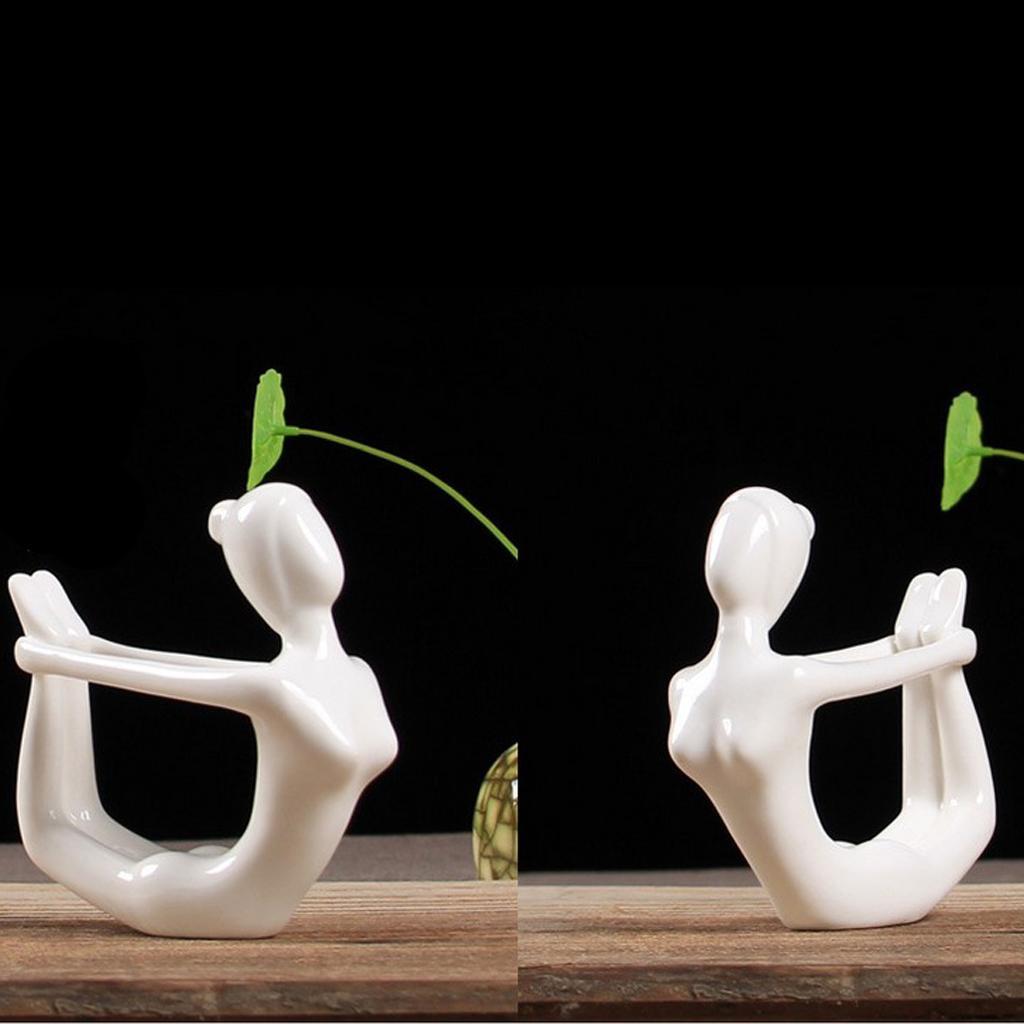3x Ceramic Yoga Figure Ornament Statue Sculpture Garden Home Decor