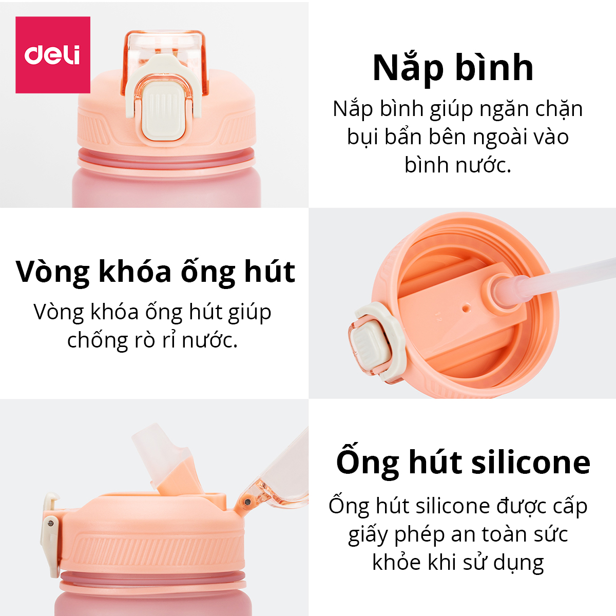 Bình Đựng Nước 1L Bao Bì Dễ Thương Có Vạch Báo Giờ Uống Nước Chia Lượng Nước Deli - Nhựa Cao Cấp An Toàn Đầy Đủ Kiểm Định Chất Lượng Phủ Hợp Bình Nước Thể Thao Cho Bé Tới Trường - VS822 VS823