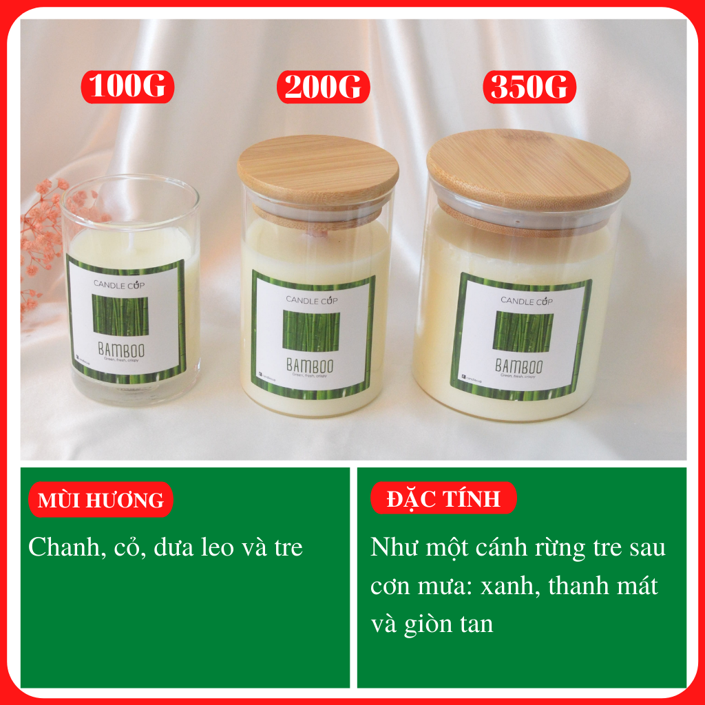 Nến thơm AGAYA CUP (Candle Cup) mùi BAMBOO - Nến thơm tinh dầu thiên nhiên hương thơm thanh mát và thư giãn