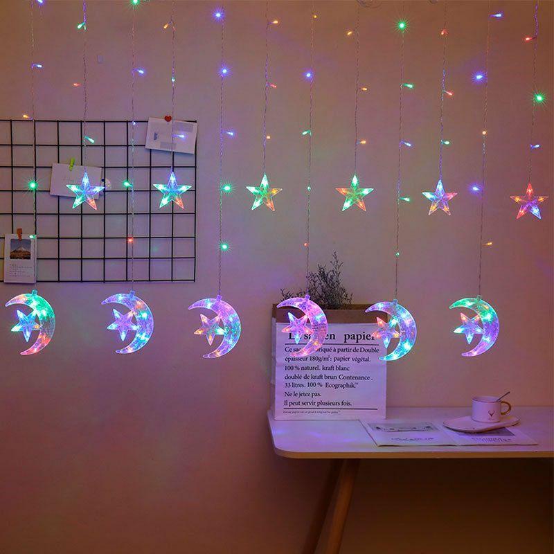 Dây đèn led rèm trăng sao bộ trang trí