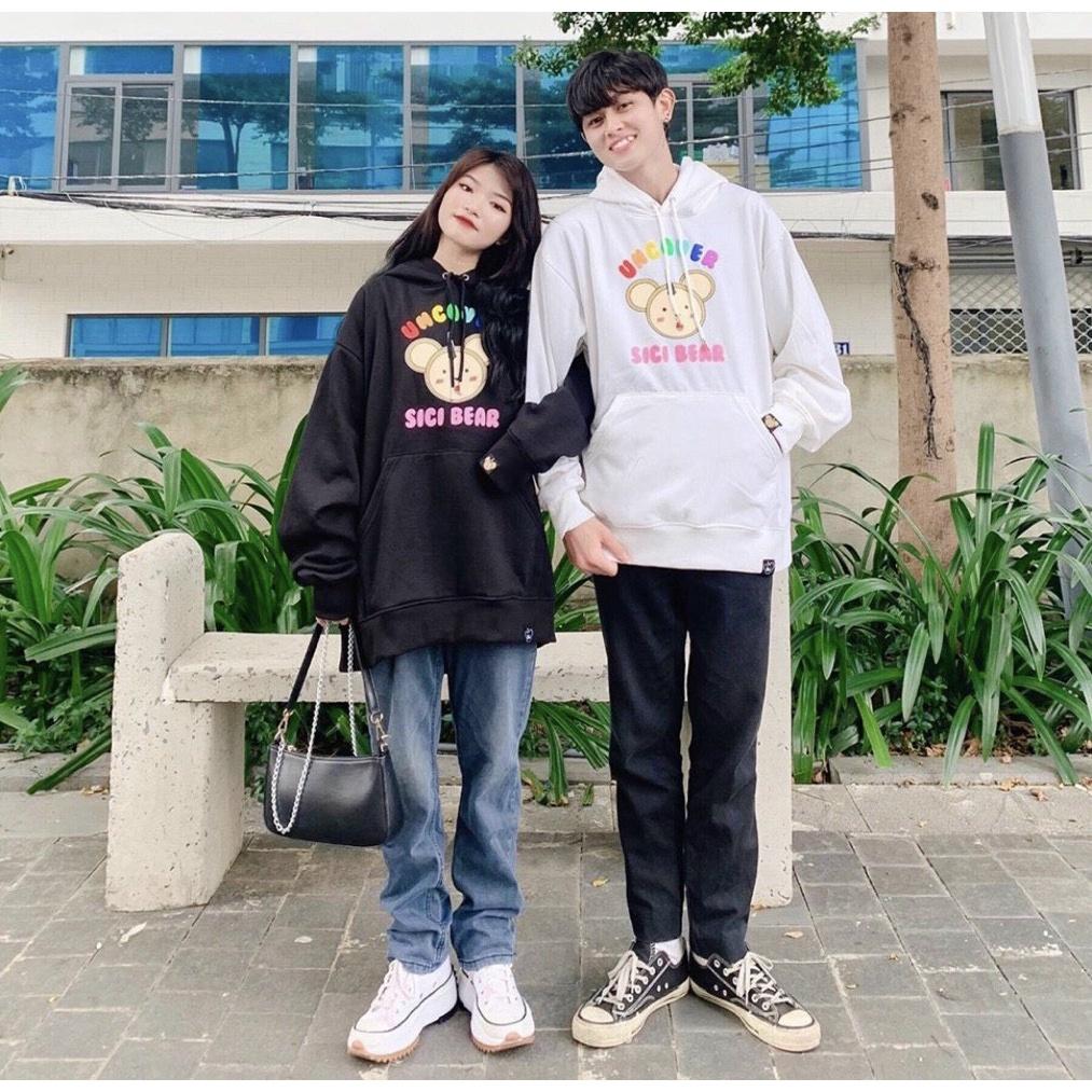 Áo Hoodie Local Brand Uncover Thỏ Nam Nữ Vải Nỉ Bông Unisex, Áo Hoodie UNCOVER SICI vải dày dặn cao cấp, Áo hoodie nam nữ Uncover Sici Bear Unisex Form Rộng Ulzzang