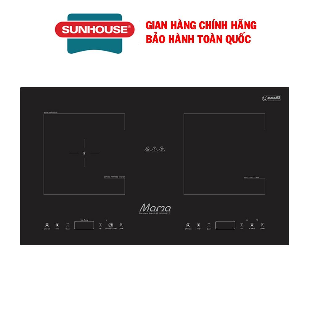 Combo bếp đôi điện từ hồng ngoại Sunhouse MAMA MMB9100VN + Máy hút mùi vỏ sơn Sunhouse SHB6118B, Hàng chính hãng - Bảo hành tại nhà