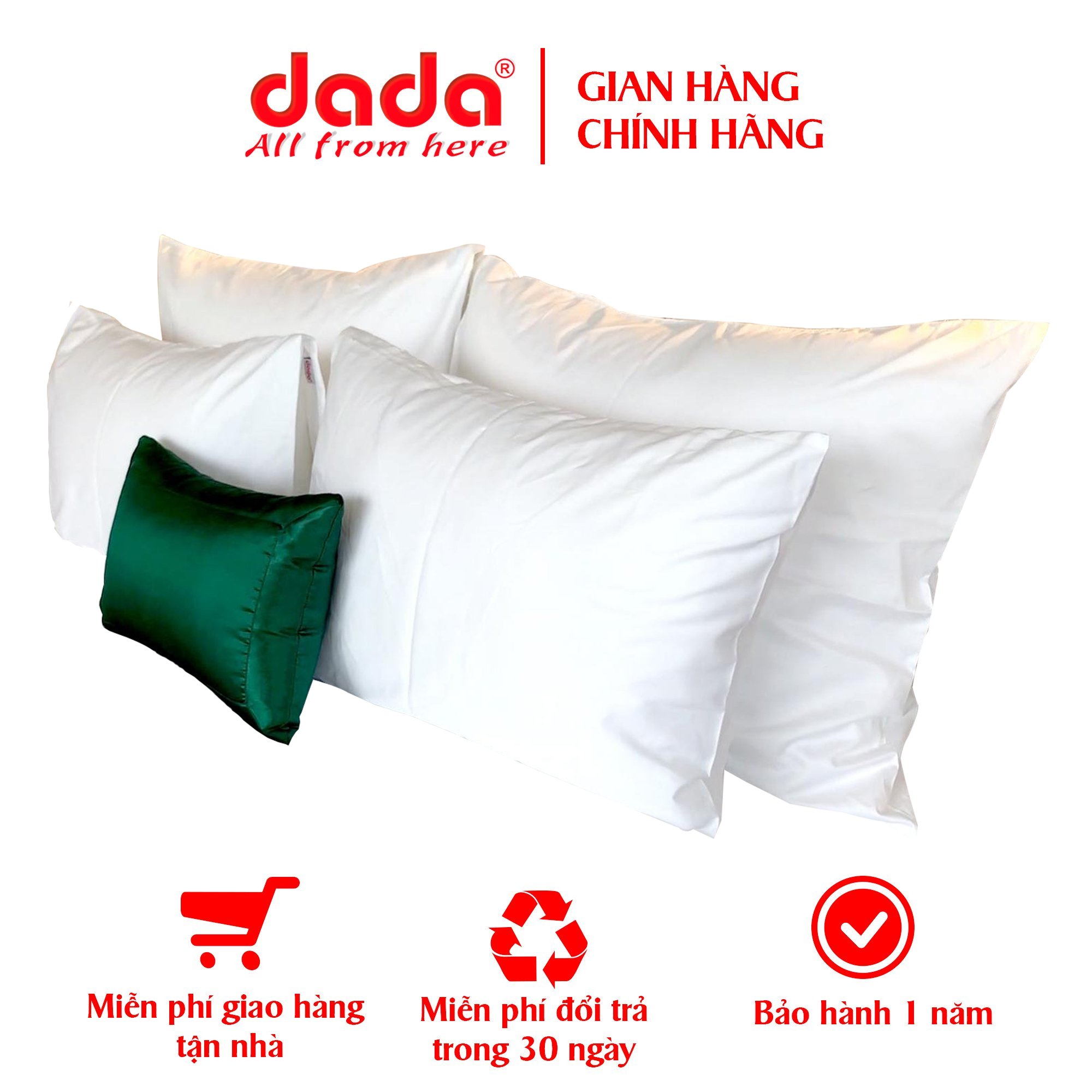 Đôi ruột gối, combo ruột gối nằm DADA  loại VIP  chất liệu Microfiber sản xuất theo dây chuyền công nghệ cao( Tặng kèm áo gối)- Hàng Chính Hãng