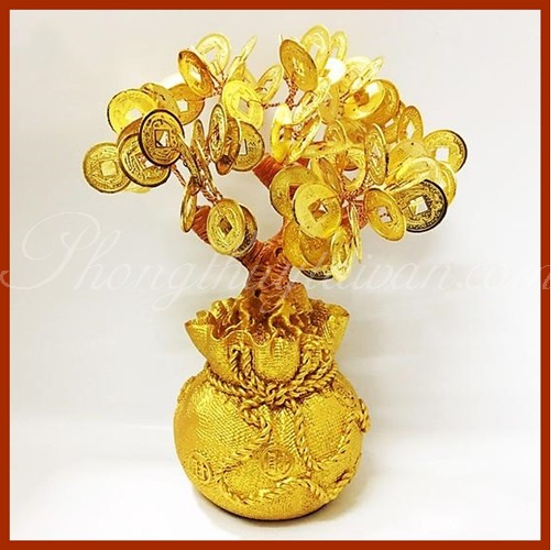Cây Thần lộc-Hoa tiền xu chiêu tài 17cm*7cm