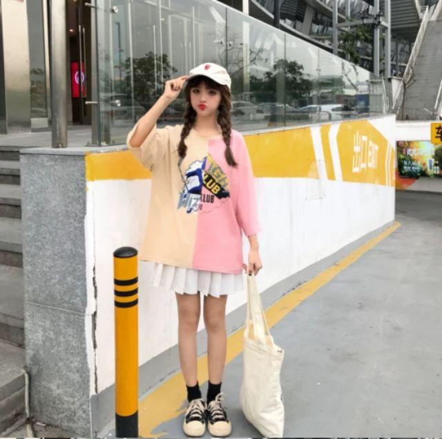 Áo thun tay lỡ unisex from rộng nam nữ, áo thun in hình nam nữ, áo phối màu nam nữ