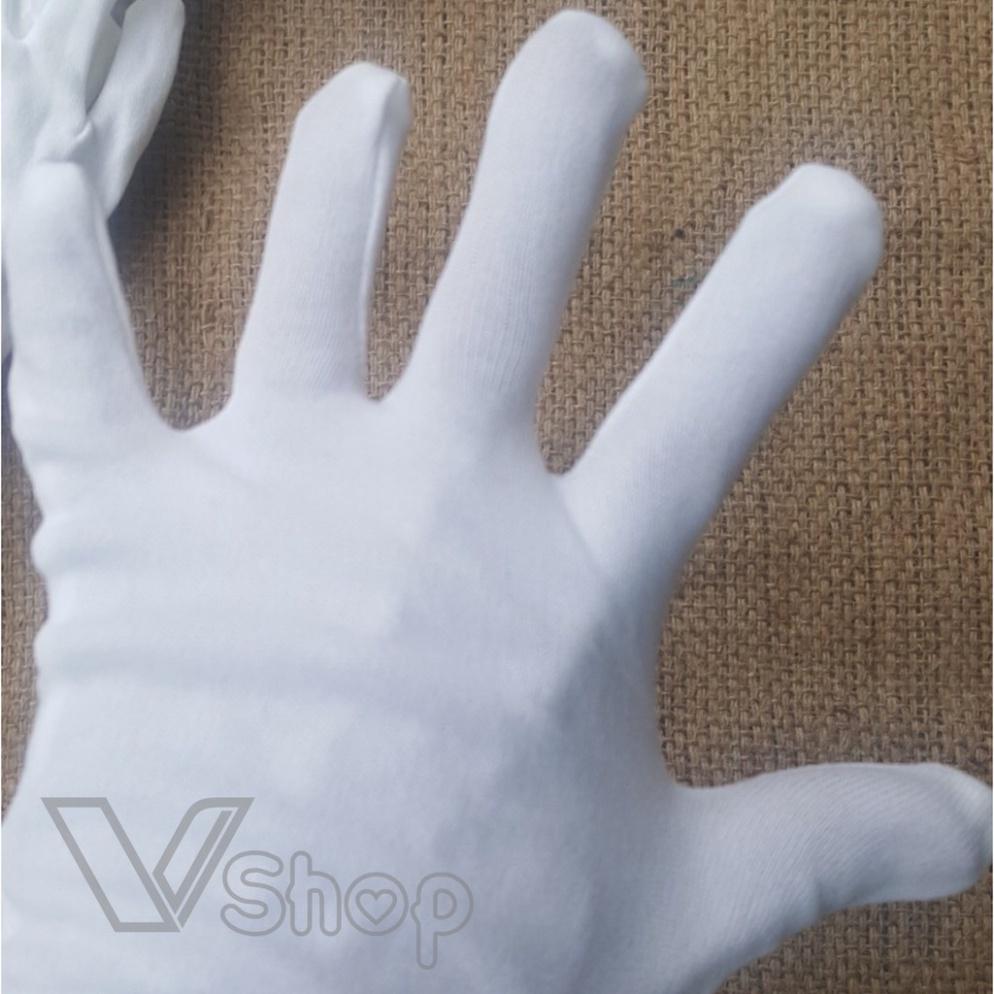 Bao tay trắng, găng tay vải cotton. lễ tân, sự kiện, kiểm định. Gói 12 đôi