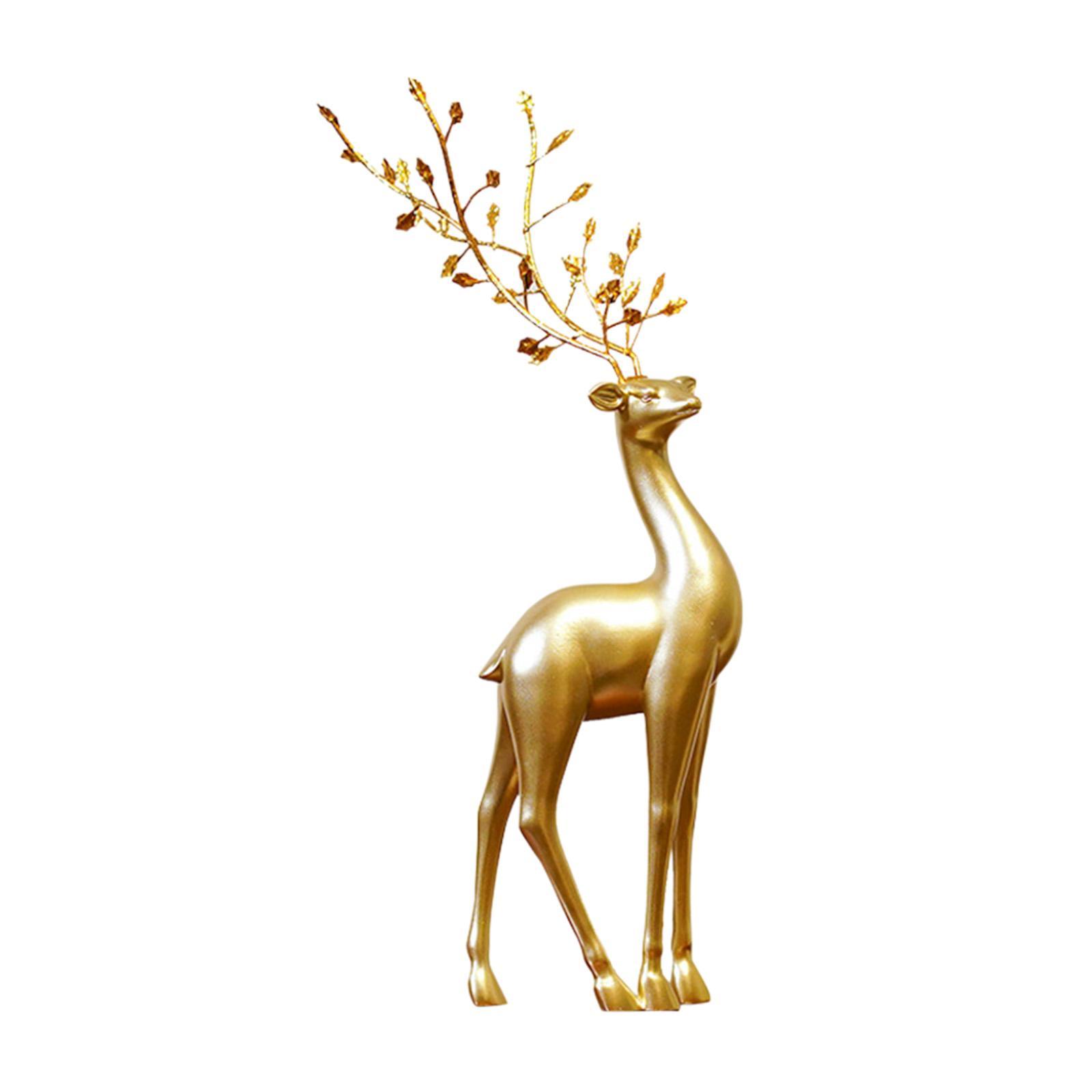 Resin Reindeer Figurine Display Cabinet Ornaments Animal Toys Tabletop Decoration Animal Statue Deer Reindeer Figures for Desktop Home Gifts