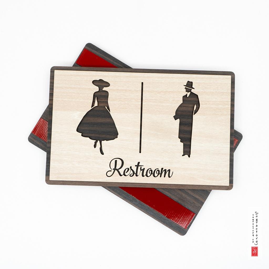 Bảng restroom vintage gỗ dán phòng vệ sinh SAN-TL02
