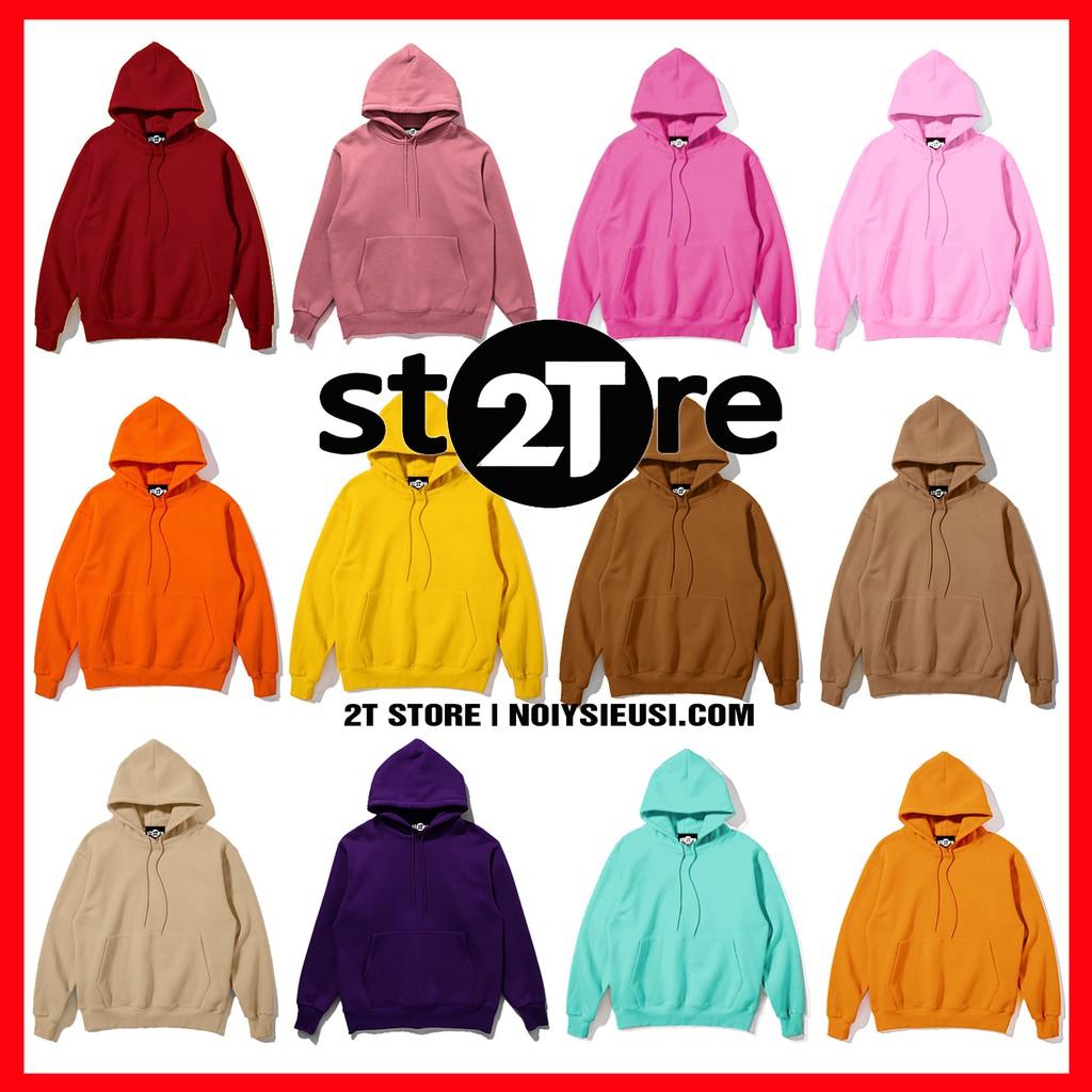Áo Hoodie unisex 2T Store bst 24 màu sắc khoác nỉ chui đầu nón 2 lớp dày dặn chất lượng (Màu 13 đến 24