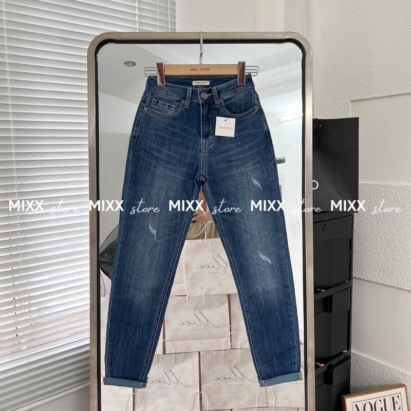 Quần Jean Nữ Baggy Xước lưng cao chất co giãn mềm mịn phom xinh