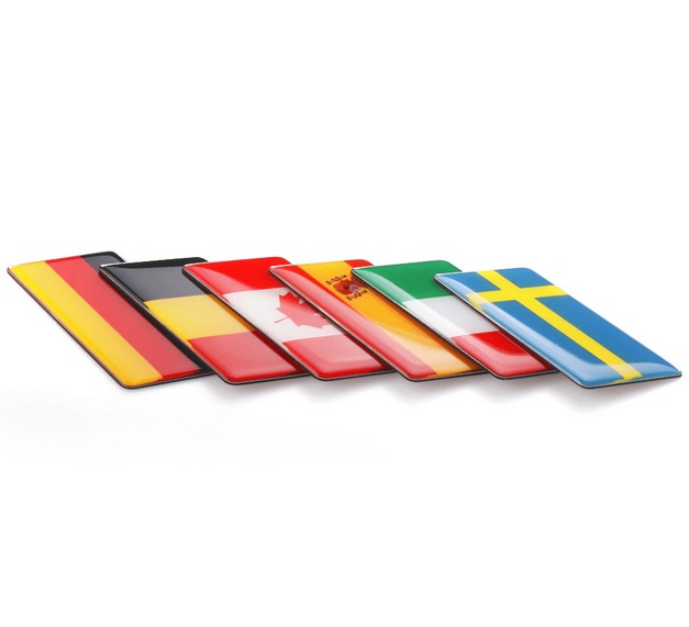 Tem nhôm logo dán xe hình lá cờ các nước
