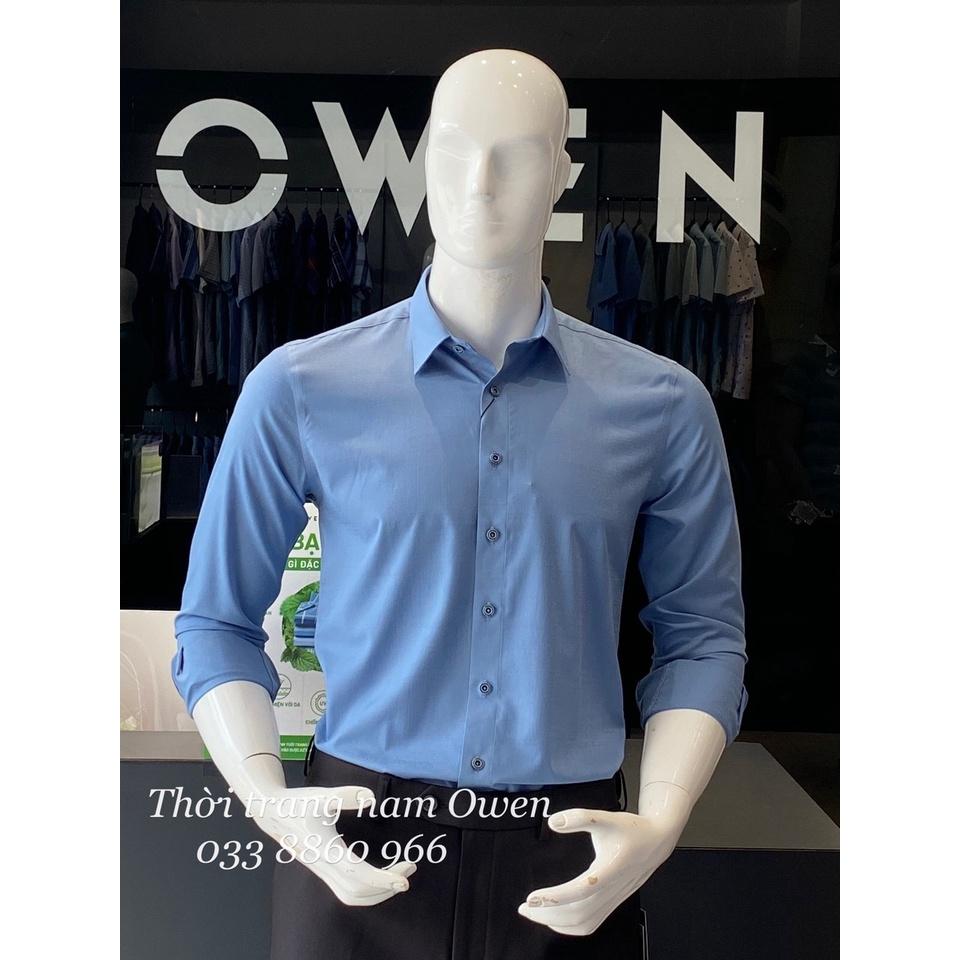 OWEN - Áo sơ mi dài tay Owen màu xanh trơn chất sợi tre REGULAR FIT / SLIMFIT 22948 23412