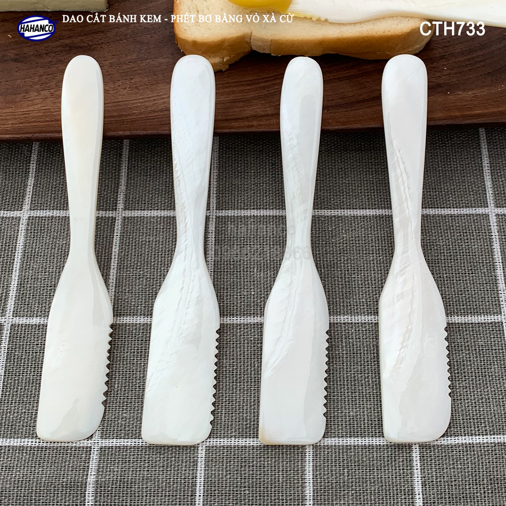 Dao cắt bánh kem - Phết bơ bằng vỏ xà cừ trắng - decor/ trang trí - CTH733