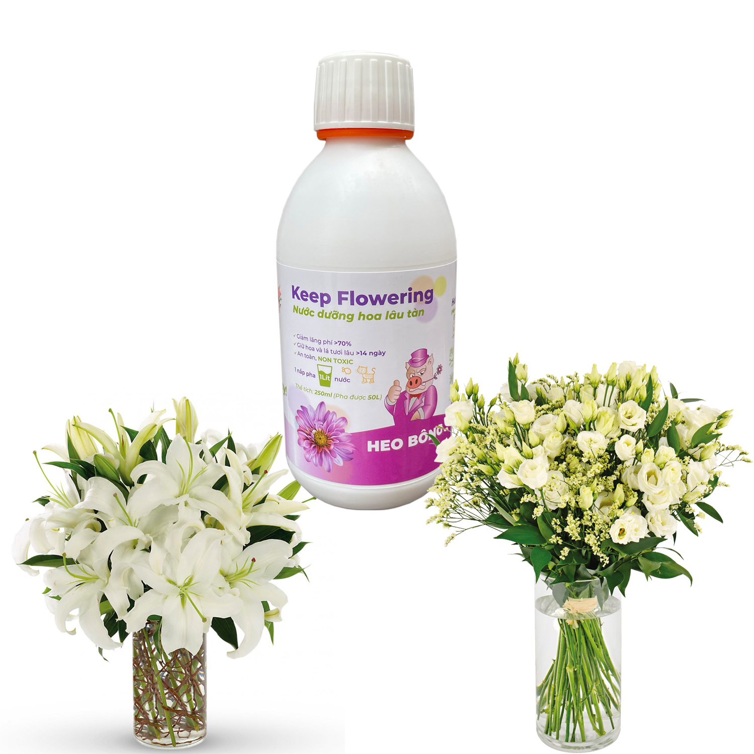 Nước cắm hoa lâu tàn Keep Flowering - Tiết Kiệm 1 Chai pha 50L