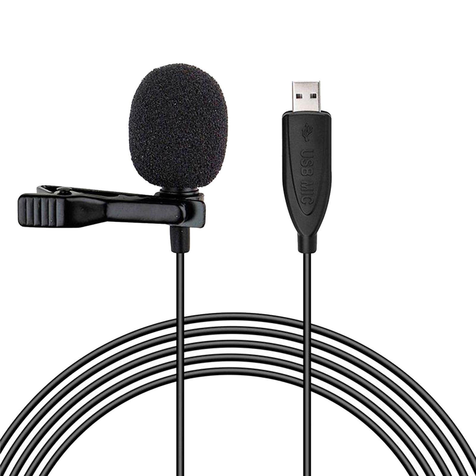 USB Lavalier Lapel Microphone Omnidirectional Mic for Computer Laptop PC