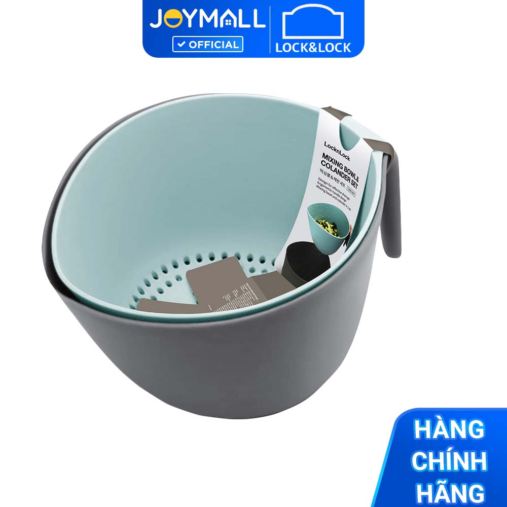 Rổ kèm thau Lock&amp;Lock Mixing Bowl with Colander CKB014GRY - Hàng chính hãng, rổ đựng có rãnh để ráo nước