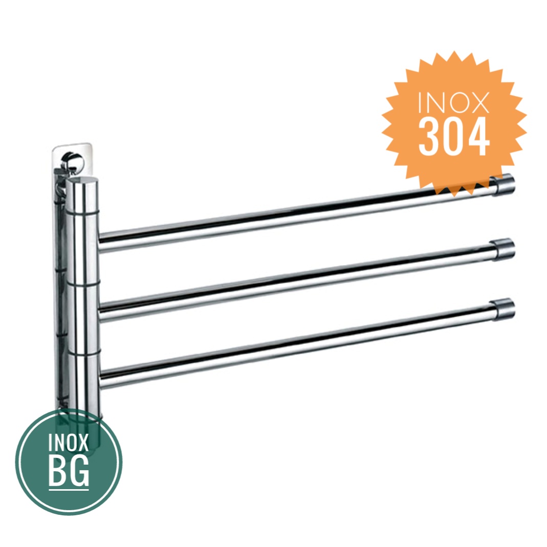 Thanh vắt khăn 3 chạc xoay 180 độ bằng inox 304