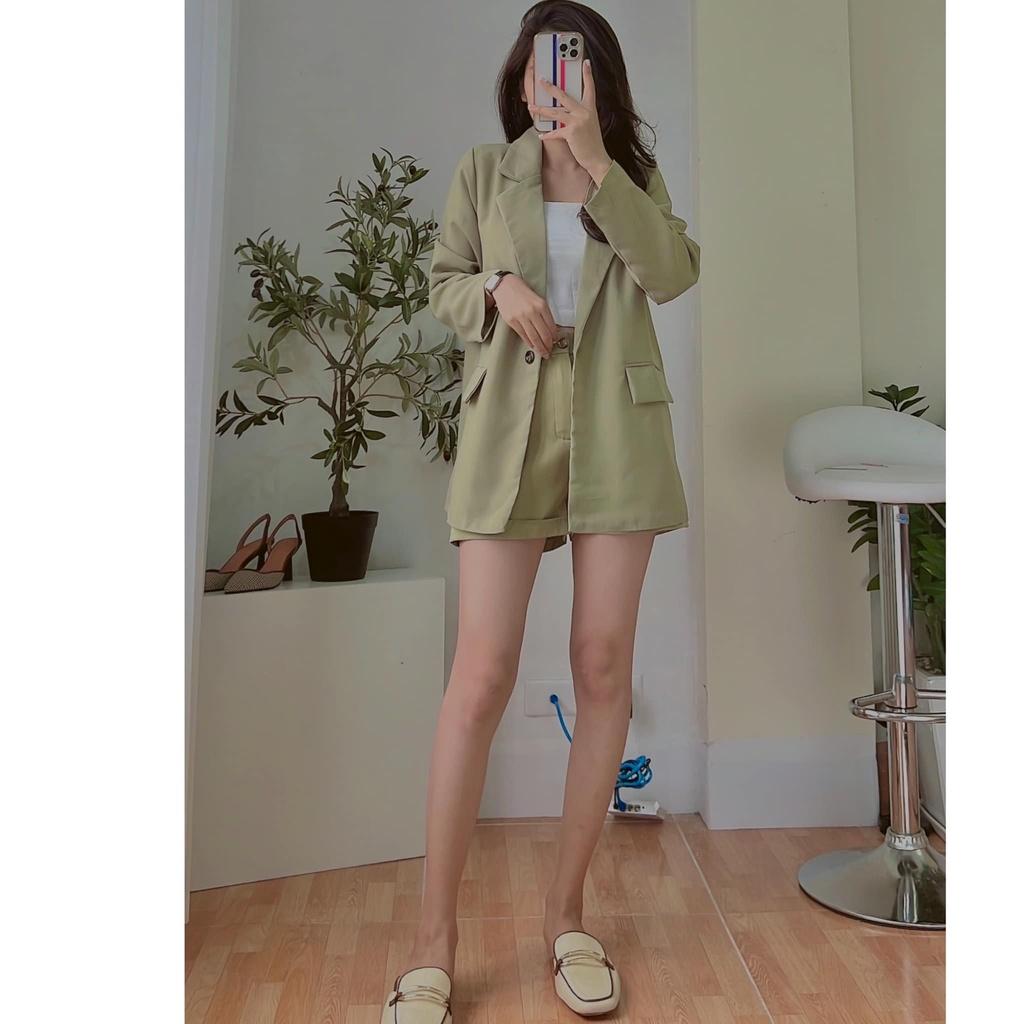 Áo blazer xanh bơ siêu hot