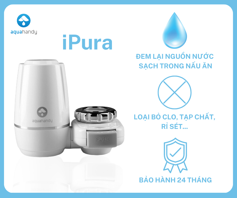 [Hàng chính hãng] Đầu lọc nước tại vòi AquaHandy iPura Lọc sạch tạp chất Dễ dàng lắp đặt