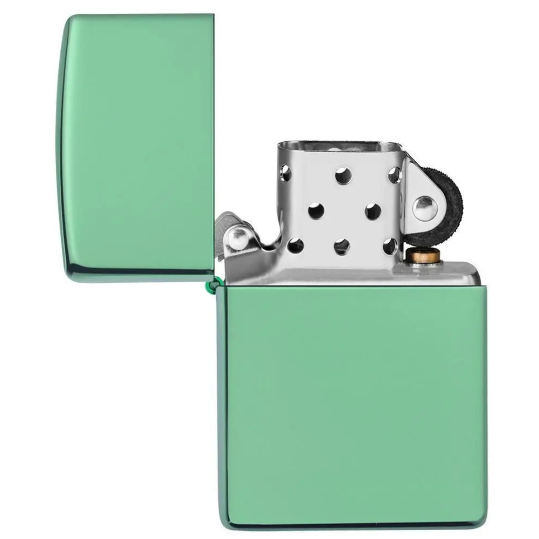 Bật lửa Zippo High Polish Green - Dòng Mạ Xanh Lá Cây Bóng Gương Chính Hãng Mỹ, Vỏ Đồng Thau Óng Ánh, Chống Gió Cao Cấp