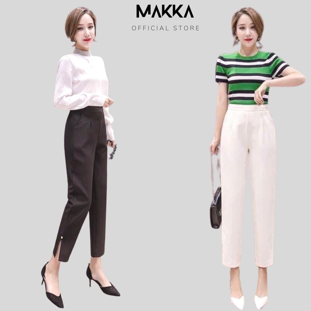 Quần baggy nữ MAKKA baggy xẻ gấu khóa lệ hông chất tuyết mưa siêu đẹp 8311