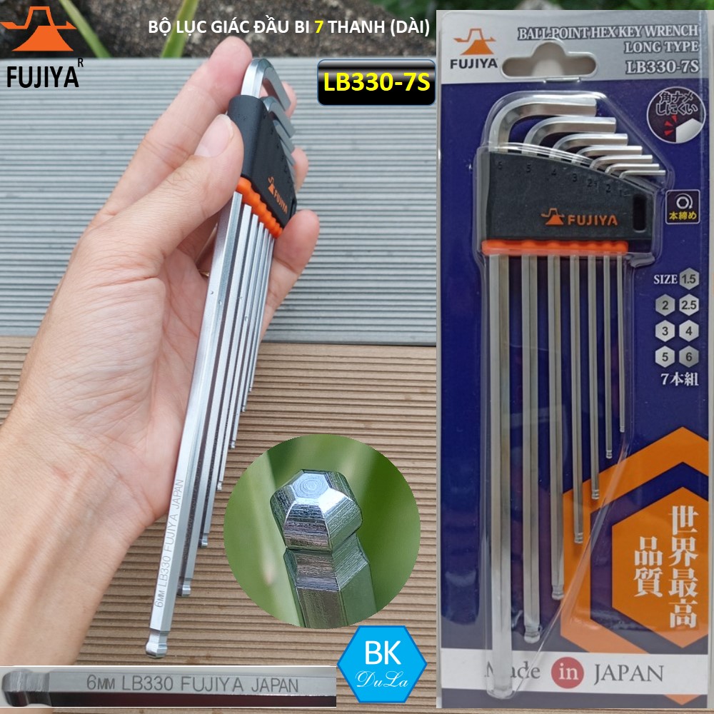 Bộ Lục giác dài đầu bi 7 chi tiết FUJIYA LB330-7S GENUINE- Thanh vặn đầu tròn