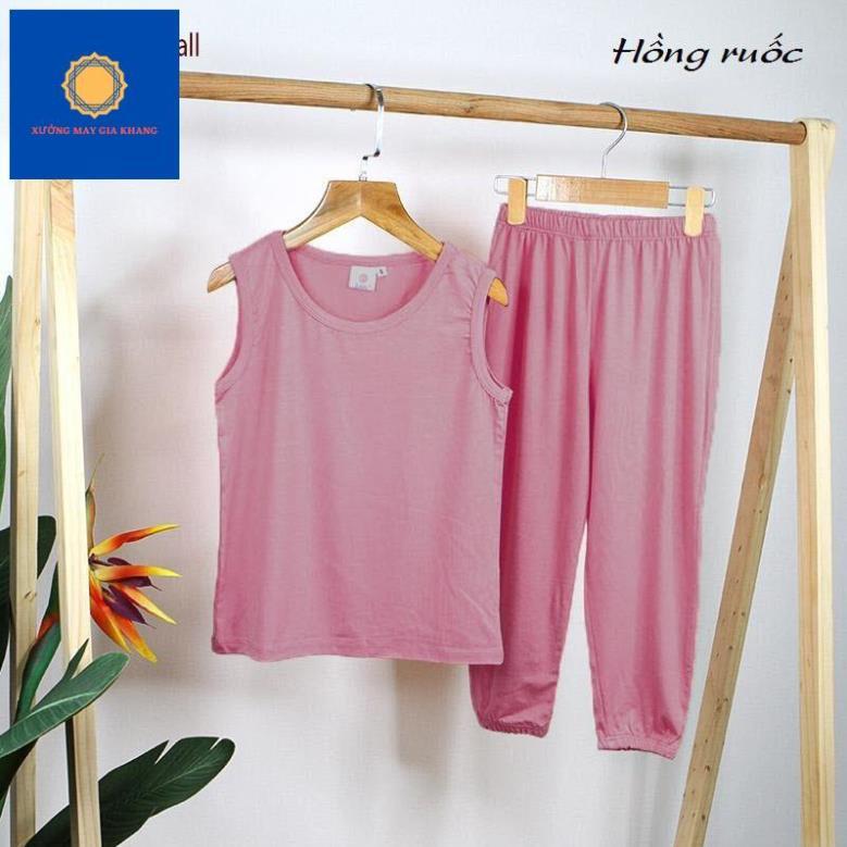 Đồ bộ quần áo thun bé trai, bé gái mặc cùng nhau, ba lỗ trơn, chất cotton mát mẻ - Quần áo trẻ em