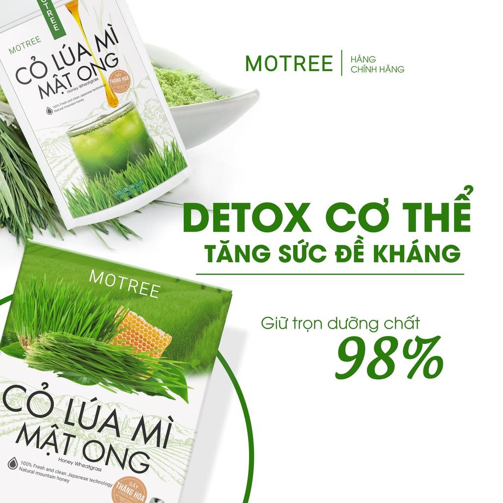 Bột cỏ lúa mì mật ong MOTREEE sấy thăng hoa công nghệ Nhật Bản hộp 54gr. Mua 3 hộp tặng 1 bình thủy tinh