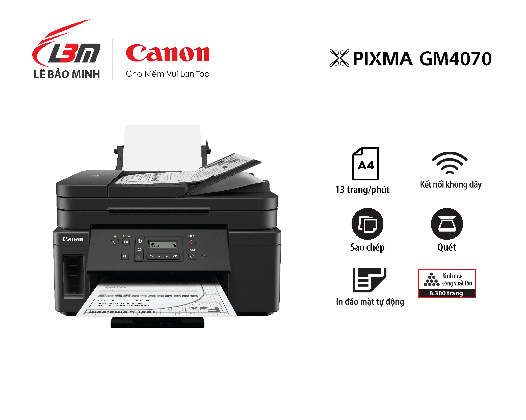 Máy in phun đa chức năng Canon GM4070- Hàng chính hãng