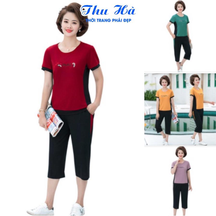 Đồ bộ mặc nhà nữ Thu Hà bộ đồ trung niên cho mẹ chất liệu Cotton mềm mát, thấm mồ hôi cực tốt ĐBH.26