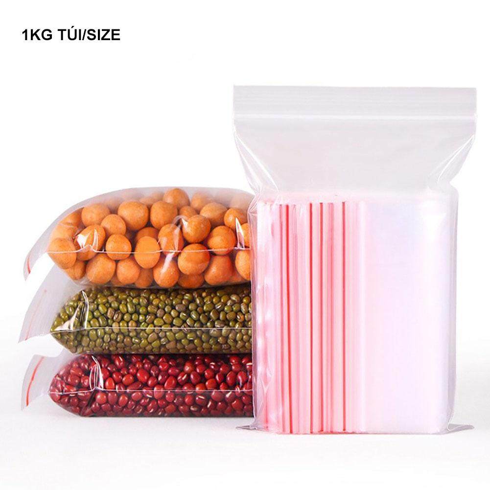 Túi zip chỉ đỏ loại dày 1kg, Túi zip viền đỏ túi zipper mini đủ size