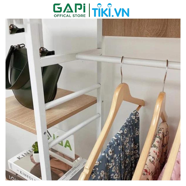 Kệ treo quần áo L Hanger phong cách Hàn Quốc, kệ treo quần áo khung sắt chắc chắn, mặt gỗ MDF phủ melamine chống ẩm, chịu lực tốt thương hiệu GAPI - GM08