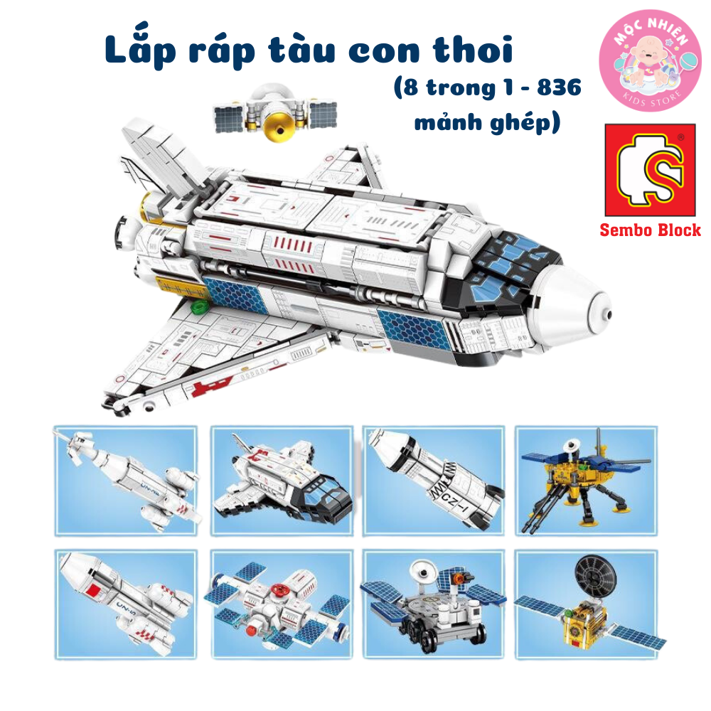 Đồ chơi lắp ráp xếp hình tàu con thoi Space Shuttle 8 trong 1 SEMBO BLOCK 203311 - 203318