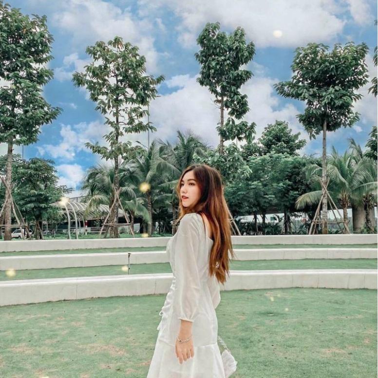 Váy cổ vuông nhún ngực tay dài xinh tươi ivy.fashion đi biển dự tiệc dạo phố bigsize gợi cảm sexy