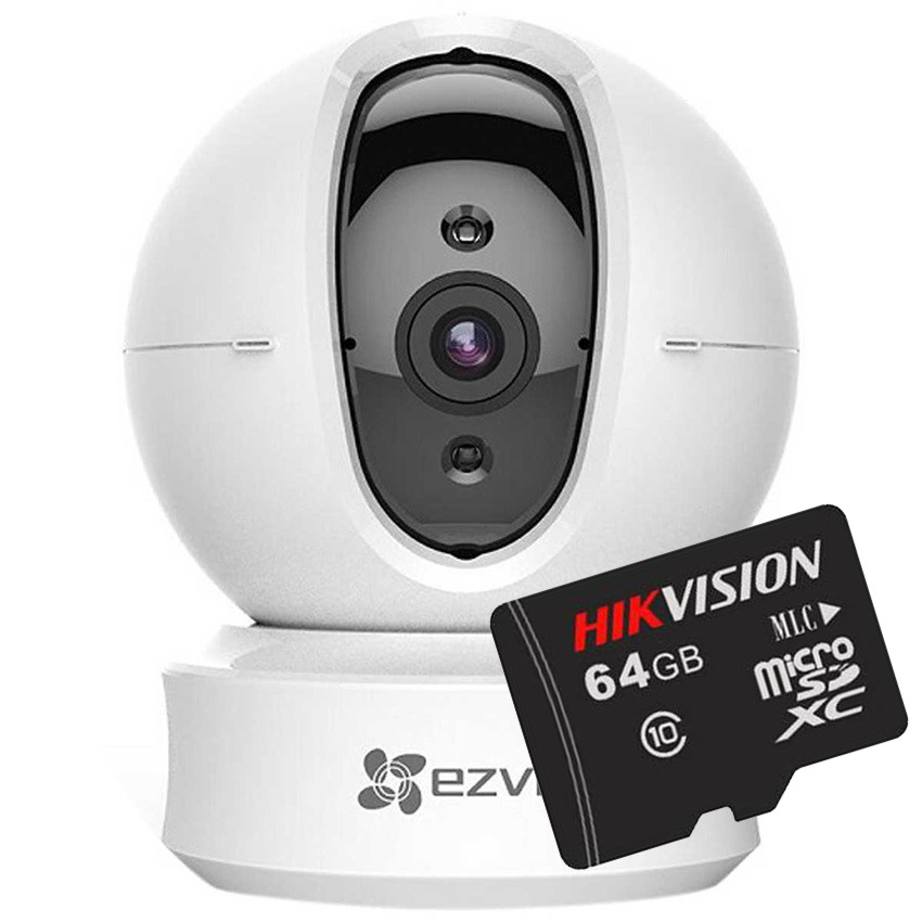 Camera IP Wifi Ezviz C6C (CV246 with Lan port) + Thẻ nhớ Hikvision 64GB - Hàng chính hãng
