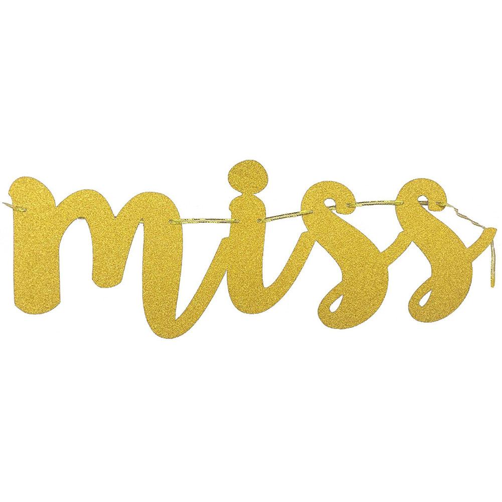 Dây chữ kim tuyến trang trí tiệc cưới hỏi Miss to Mrs banner