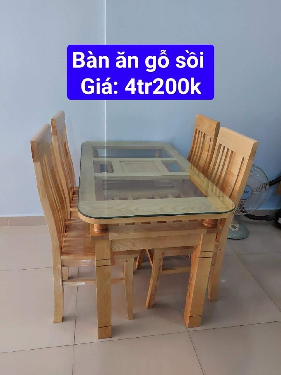 Bộ bàn ăn 2 tầng 4 ghế gỗ sồi 1m6 (FREESHIP HCM 30-50 KM )