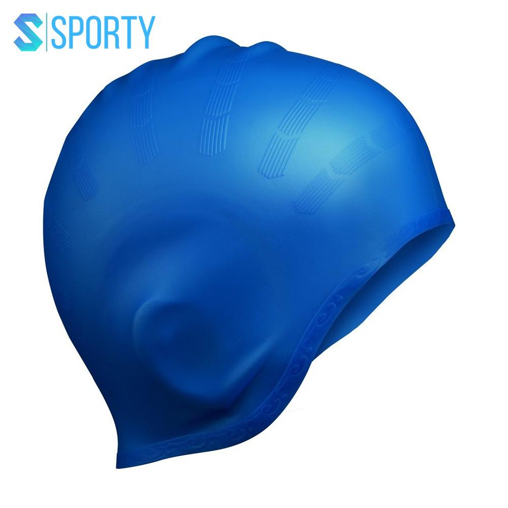 Mũ bơi người lớn, nón bơi cho nam nữ trùm tai SPORTY CA33 nón bơi người lớn chất liệu silicone dùng được cho bé trên 6t - XANH BLUE CA33