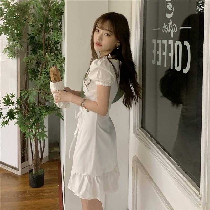 Đầm tay bồng thắt nơ eo nữ tính mẫu 2021