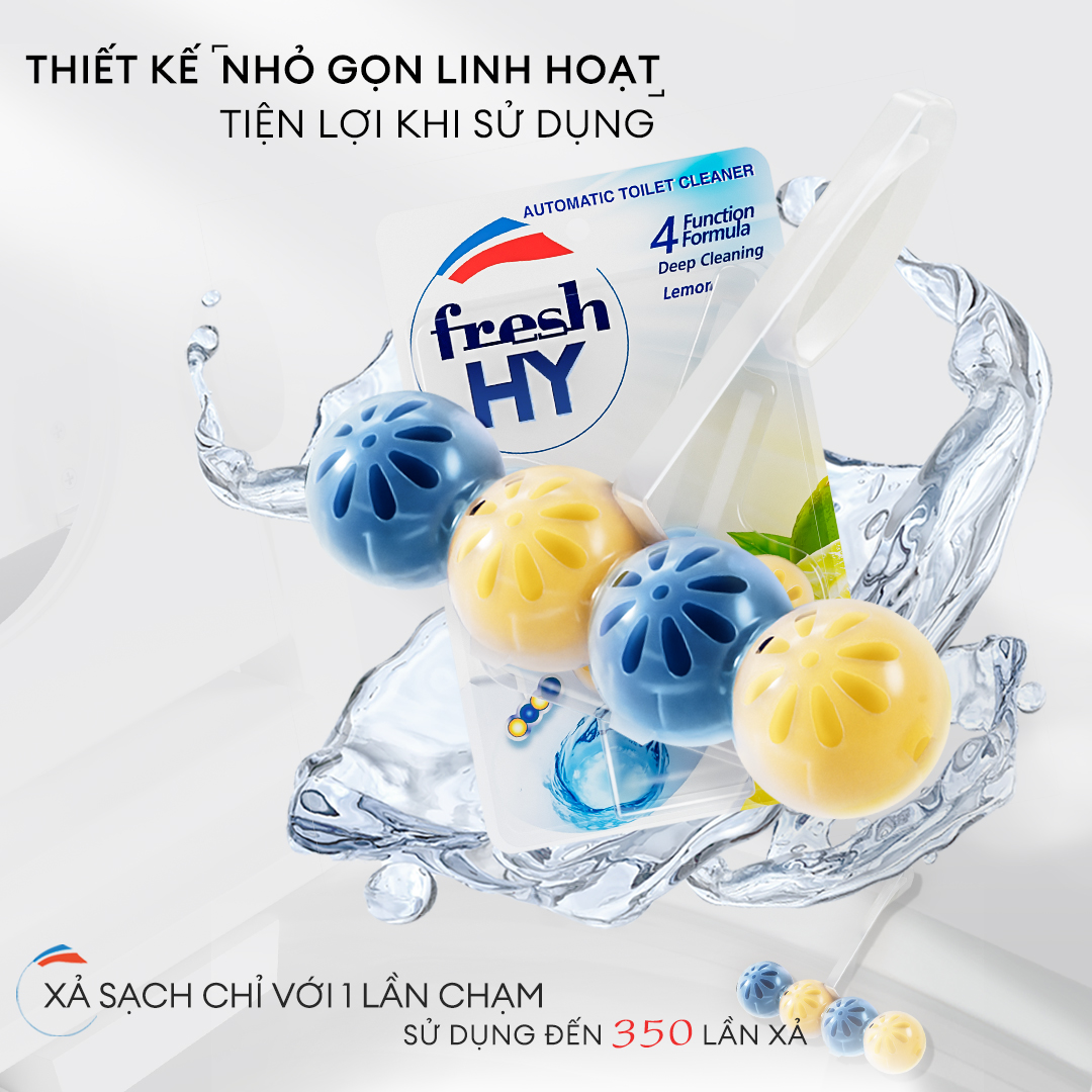 Combo 4 Viên Tẩy Bồn Cầu Fresh HY 350 Lần Xả, Làm Sạch Khuẩn & Ngăn Ngừa Mảng Bám, Khử Mùi Và Lưu Hương Thơm Mát (2 Vỉ Treo X4)