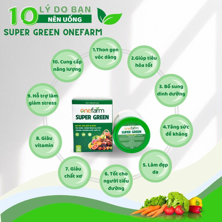 Sữa Thực Vật Organnic Giàu Protein Chứa Đông Trùng Tảo Xoắn Bột Rau Củ Quả SUPER GREEN ONEFARM-400G