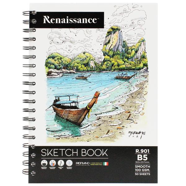 Tập Vẽ Lò Xo Phát Thảo B5 100 Trang 100gsm Sketch Book- Renaissance R-901 - Mẫu 2