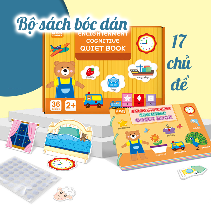 Bộ bóc dán thông minh cho bé 17 chủ đề (loại cao cấp), dùng nhiều lần, giúp bé vừa chơi, vừa học tiếng Anh