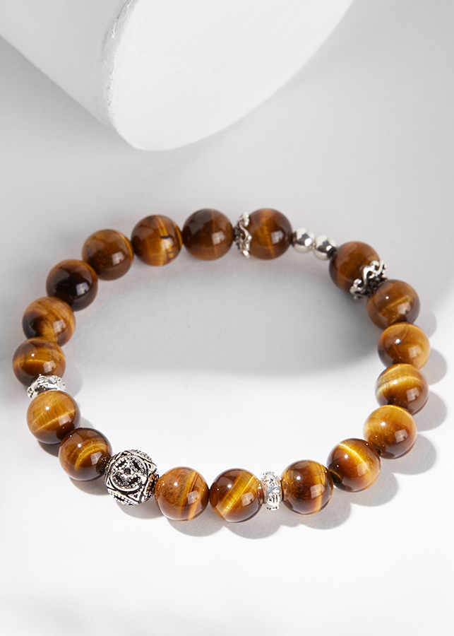 Vòng tay đá mắt hổ phối đồng tiền Ngọc Quý Gemstones