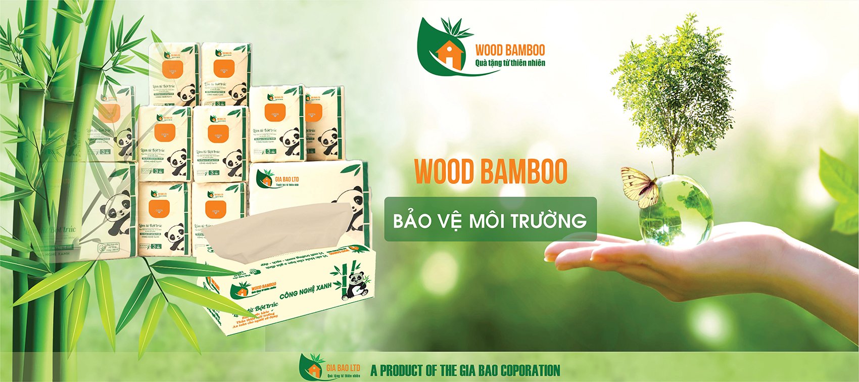 60 lốc (600 gói) Khăn giấy bỏ túi đa năng  WOOD BAMBOO 10 tờ 3 lớp 1 lốc/10 gói