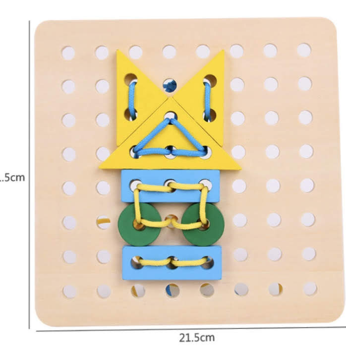 ĐỒ CHƠI GỖ LUYỆN XÂU DÂY HÌNH KHỐI CHO BÉ