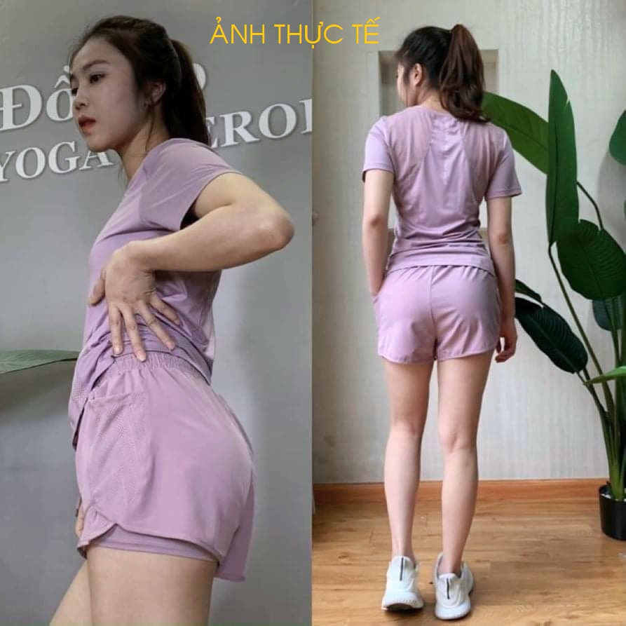 (HÀNG XỊN) Quần thể thao_thun lạnh phối lưới siêu mịn mát_Quần tập gym 2 lớp tự tin vận động, chạy bộ, du lịch, Quần đùi nữ