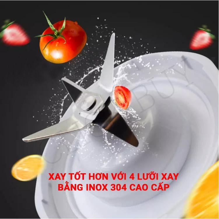 Máy Xay Sinh Tố Bingo Juicer Cup Cầm Tay Mini Sạc Pin 4 Lưỡi 25W 500Ml - CHỐNG NƯỚC CHỐNG VA ĐẬP Cho Mùa Hè 2021